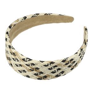 Elegant Flat Raffia Straw Headband Black